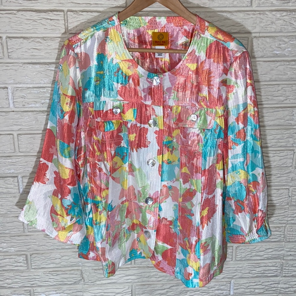 Ruby Rd. Colorful Floral Button Up Blouse Size 18… - image 1